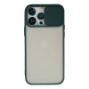 Mey İthalat®   iPhone 13 Pro Max Kılıf Palm Buzlu Kamera Sürgülü Silikon - Yeşil