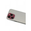 Mey İthalat®   iPhone 13 Pro Max Rainbow Kamera Lens Koruma Cam - Koyu Kırmızı