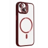 Mey İthalat®   iPhone 13 Remim Lensli Magsafe Standlı Kapak - Bordo