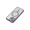 Mey İthalat®   iPhone 14 Kılıf Joke Simli Magneticsafe Kılıf - Derin Mor