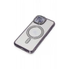 Mey İthalat®   iPhone 14 Kılıf Joke Simli Magneticsafe Kılıf - Derin Mor