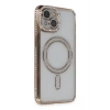 Mey İthalat®   iPhone 14 Kılıf Joke Simli Magneticsafe Kılıf - Gold