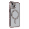 Mey İthalat®   iPhone 14 Kılıf Joke Simli Magneticsafe Kılıf - Pembe