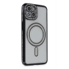 Mey İthalat®   iPhone 14 Kılıf Joke Simli Magneticsafe Kılıf - Siyah