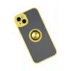 Mey İthalat®   iPhone 14 Kılıf Montreal Yüzüklü Silikon Kapak - Sarı