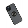 Mey İthalat®   iPhone 14 Kılıf Montreal Yüzüklü Silikon Kapak - Siyah