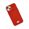 Mey İthalat®   iPhone 14 Plus Kılıf Kelvin Kartvizitli Silikon - Kırmızı