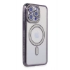 Mey İthalat®   iPhone 14 Pro Kılıf Joke Simli Magneticsafe Kılıf - Derin Mor