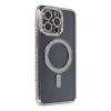 Mey İthalat®   iPhone 14 Pro Kılıf Joke Simli Magneticsafe Kılıf - Gri