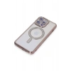 Mey İthalat®   iPhone 14 Pro Kılıf Joke Simli Magneticsafe Kılıf - Pembe
