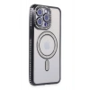 Mey İthalat®   iPhone 14 Pro Kılıf Joke Simli Magneticsafe Kılıf - Siyah