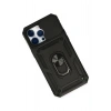 Mey İthalat®   iPhone 14 Pro Kılıf Pars Lens Yüzüklü Silikon - Siyah