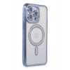 Mey İthalat®   iPhone 14 Pro Max Kılıf Joke Simli Magneticsafe Kılıf - Mavi