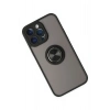 Mey İthalat®   iPhone 14 Pro Max Kılıf Montreal Yüzüklü Silikon Kapak - Siyah