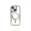 Mey İthalat®   iPhone 15 Plus Kılıf Boyi Magsafe Silikon Kapak - Kahverengi