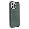 Mey İthalat®   iPhone 15 Pro Kılıf Aras Deri Kapak - Koyu Yeşil