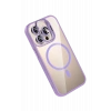 Mey İthalat®   iPhone 15 Pro Max Remim Lensli Magsafe Standlı Kapak - Lila