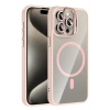 Mey İthalat®   iPhone 15 Pro Max Remim Lensli Magsafe Standlı Kapak - Pembe
