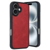 Mey İthalat®   iPhone 16 Kılıf Aras Deri Kapak - Kırmızı