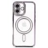 Mey İthalat®   iPhone 16 Kılıf Joke Simli Magneticsafe Kılıf - Derin Mor
