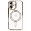 Mey İthalat®   iPhone 16 Kılıf Joke Simli Magneticsafe Kılıf - Gold