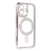 Mey İthalat®   iPhone 16 Kılıf Joke Simli Magneticsafe Kılıf - Pembe