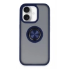 Mey İthalat®   iPhone 16 Kılıf Montreal Yüzüklü Silikon Kapak - Lacivert