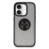 Mey İthalat®   iPhone 16 Kılıf Montreal Yüzüklü Silikon Kapak - Siyah