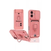 Mey İthalat®   iPhone 16 Kılıf Zuma Kartvizitli Yüzüklü Silikon - Pembe