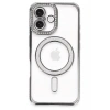 Mey İthalat®   iPhone 16 Plus Kılıf Joke Simli Magneticsafe Kılıf - Gri