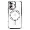 Mey İthalat®   iPhone 16 Plus Kılıf Joke Simli Magneticsafe Kılıf - Gri