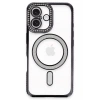 Mey İthalat®   iPhone 16 Plus Kılıf Joke Simli Magneticsafe Kılıf - Siyah