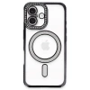 Mey İthalat®   iPhone 16 Plus Kılıf Joke Simli Magneticsafe Kılıf - Siyah