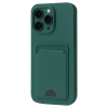 Mey İthalat®   iPhone 16 Plus Kılıf Kelvin Kartvizitli Silikon - Koyu Yeşil