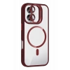 Mey İthalat®   iPhone 16 Plus Remim Lensli Magsafe Standlı Kapak - Bordo
