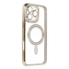 Mey İthalat®   iPhone 16 Pro Kılıf Joke Simli Magneticsafe Kılıf - Gold