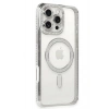 Mey İthalat®   iPhone 16 Pro Kılıf Joke Simli Magneticsafe Kılıf - Gümüş