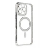 Mey İthalat®   iPhone 16 Pro Kılıf Joke Simli Magneticsafe Kılıf - Gümüş