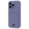 Mey İthalat®   iPhone 16 Pro Kılıf Kelvin Kartvizitli Silikon - Lila