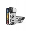 Mey İthalat®   iPhone 16 Pro Kılıf Pars Lens Yüzüklü Silikon - Gümüş