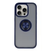 Mey İthalat®   iPhone 16 Pro Max Kılıf Montreal Yüzüklü Silikon Kapak - Lacivert