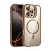 Mey İthalat®   iPhone 16 Pro Max Remim Lensli Magsafe Standlı Kapak - Kahverengi