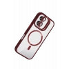 Mey İthalat®   iPhone 16 Remim Lensli Magsafe Standlı Kapak - Bordo