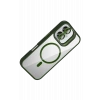 Mey İthalat®   iPhone 16 Remim Lensli Magsafe Standlı Kapak - Koyu Yeşil