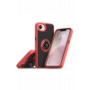 Mey İthalat®   iPhone 16E Kılıf Montreal Yüzüklü Silikon Kapak - Kırmızı