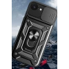 Mey İthalat®   iPhone 16E Kılıf Pars Lens Yüzüklü Silikon - Kırmızı