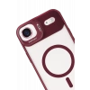 Mey İthalat®   iPhone 17 Air Remim Lensli Magsafe Standlı Kapak - Bordo