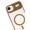 Mey İthalat®   iPhone 17 Air Remim Lensli Magsafe Standlı Kapak - Kahverengi