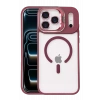 Mey İthalat®   iPhone 17 Pro Max Remim Lensli Magsafe Standlı Kapak - Bordo