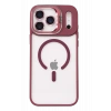 Mey İthalat®   iPhone 17 Pro Max Remim Lensli Magsafe Standlı Kapak - Bordo